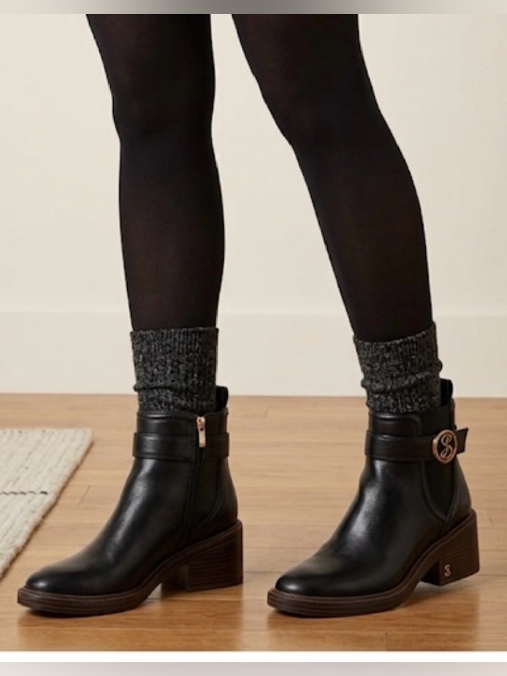 Sam & Libby Natalia Black Ankle Boots | Women's Size 8 | Excellent Condition